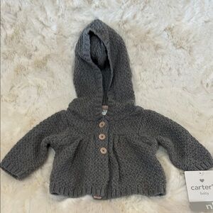 Carter's Charcoal Knit Baby Hoodie. NWOT